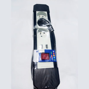 Multiprise Parafoudre Filaire + Interrupteur 3 Ports - 2USB- Noir/Blanc