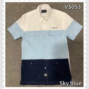 Chemise Manche Courte - Faconnable - (Blanc / Bleu Ciel / Bleu Nuit)