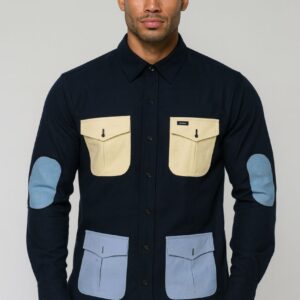 Faconnable - Chemise Bleu Nuit manches longue 4 poches